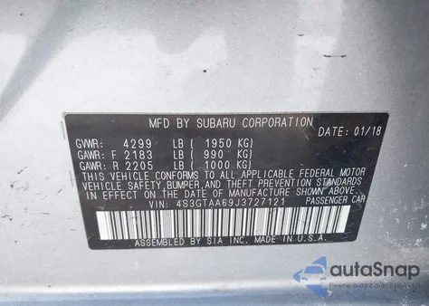 2018 Subaru Impreza 2.0I from USA, damaged, VIN 4S3GTAA69J3727121